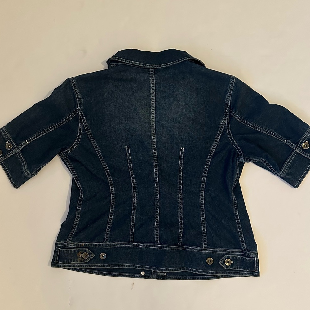 Coldwater Creek  Women’s Dark Blue Short sleeve Denim Shirt Jacket 12P - Picture 6 of 8
